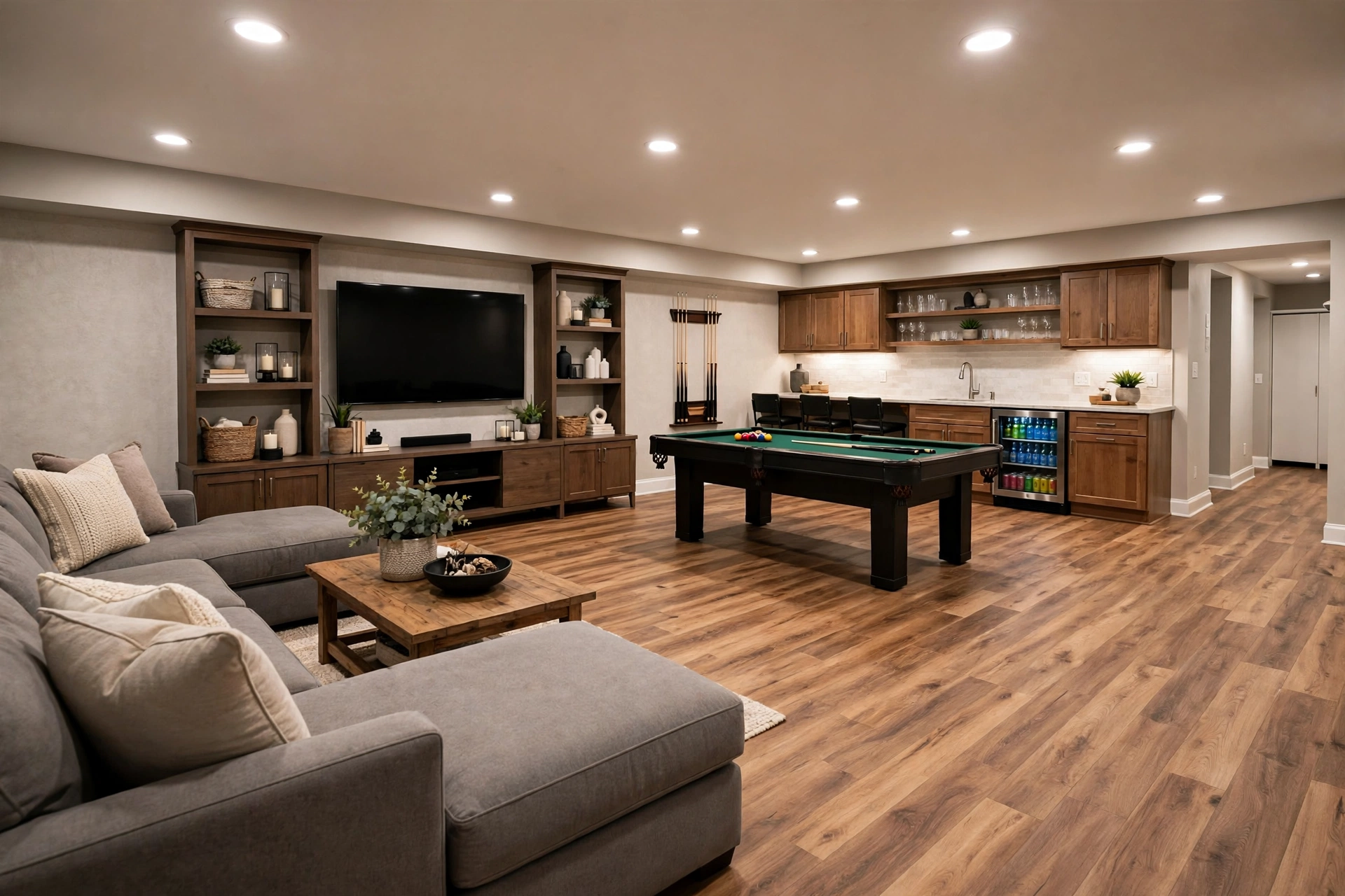 After photo, Basement LVT Flooring in Fairwood, by Bowie LVT Flooring Company