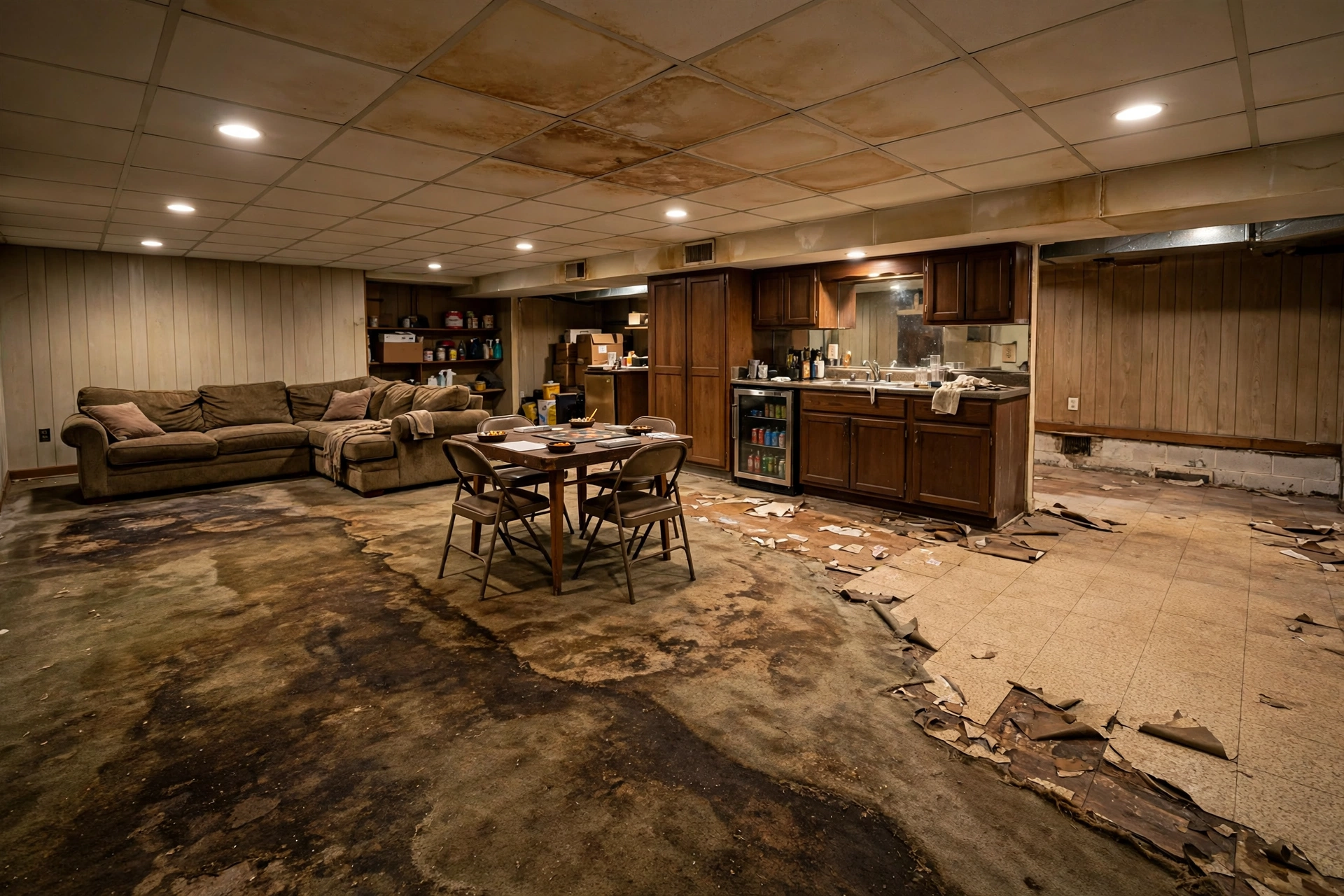Before photo, Basement LVT Flooring in Fairwood, by Bowie LVT Flooring Company